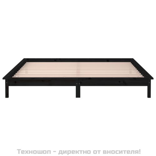 LED рамка за легло черна 120x190 см Small Double масивно дърво