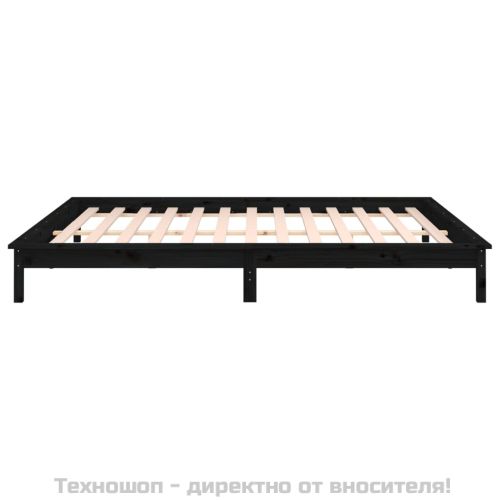 LED рамка за легло черна 120x190 см Small Double масивно дърво