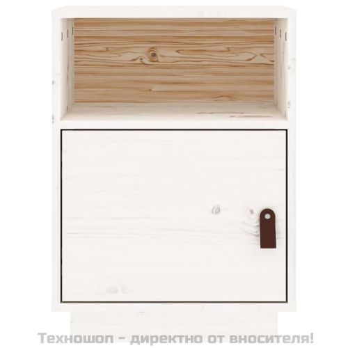 Нощни шкафчета, 2 бр, бели, 40x34x55 см, борово дърво масив