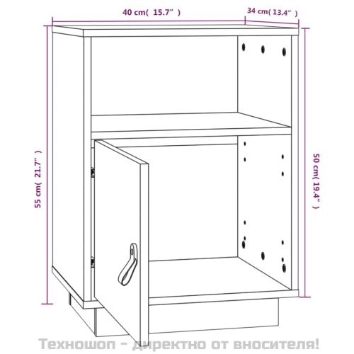 Нощни шкафчета, 2 бр, бели, 40x34x55 см, борово дърво масив