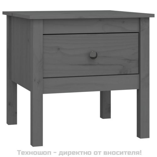 Странична масичка, сива, 50x50x49 см, борово дърво масив