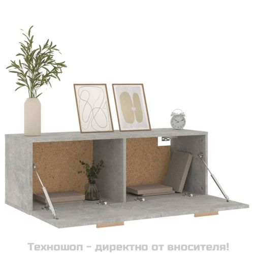 Стенен шкаф, бетонно сив, 100x36,5x35 см, инженерно дърво