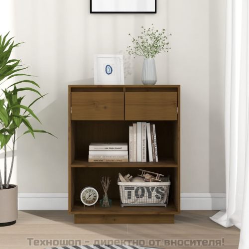 Конзолен шкаф, меденокафяв, 60x34x75 см, бор масив