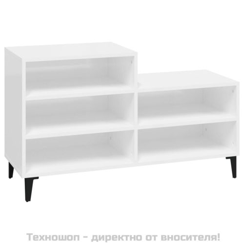 Шкаф за обувки, бял гланц, 102x36x60 см, инженерно дърво