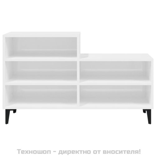 Шкаф за обувки, бял гланц, 102x36x60 см, инженерно дърво