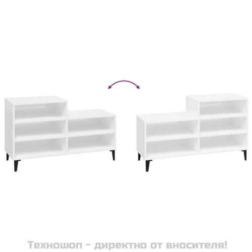 Шкаф за обувки, бял гланц, 102x36x60 см, инженерно дърво