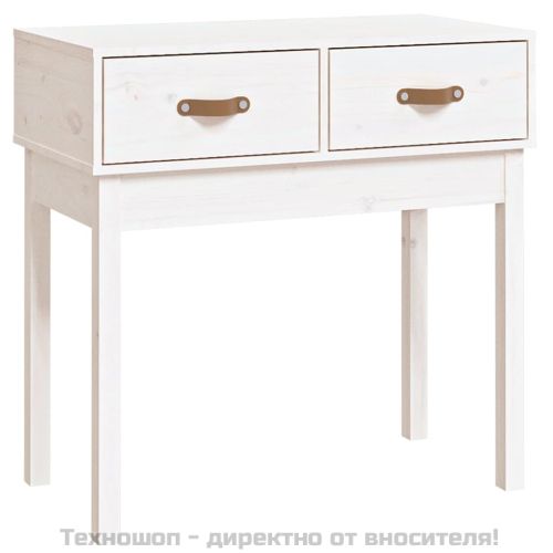 Конзолна маса бяла 76,5x40x75 см борово дърво масив