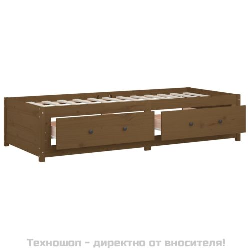 Дневно легло, меденокафяво, 80x200 см, борово дърво масив