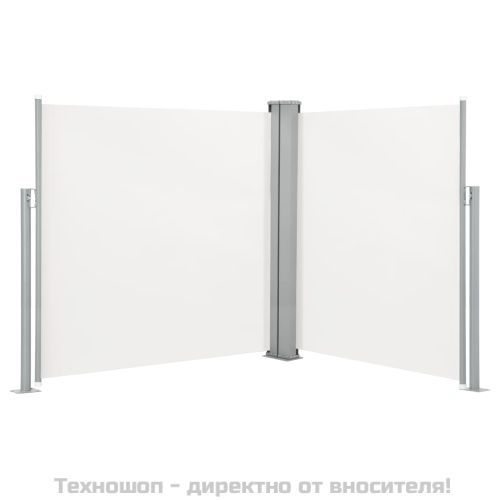 Прибираща се странична тента, кремава, 140x600 см