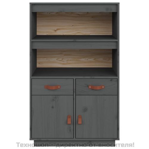 Висок шкаф, сив, 67x40x108,5 см, борово дърво масив