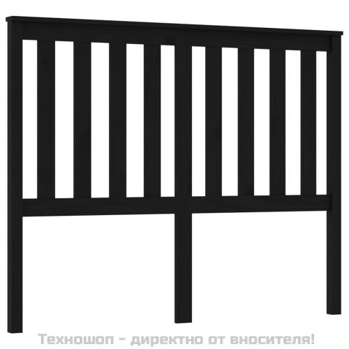 Горна табла за легло, черна, 126x6x101 см, бор масив