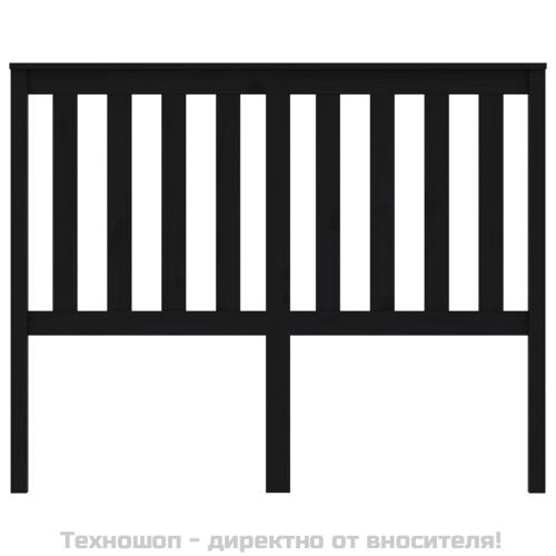Горна табла за легло, черна, 126x6x101 см, бор масив