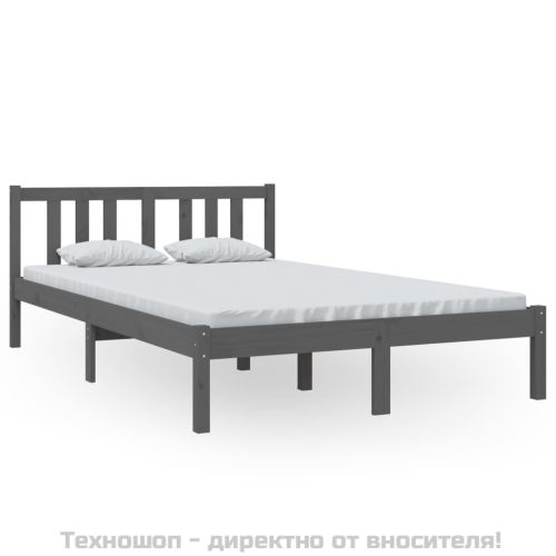 Рамка за легло, сива, масивно дърво, 120х200 см