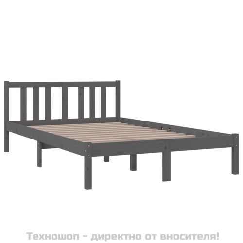 Рамка за легло, сива, масивно дърво, 120х200 см