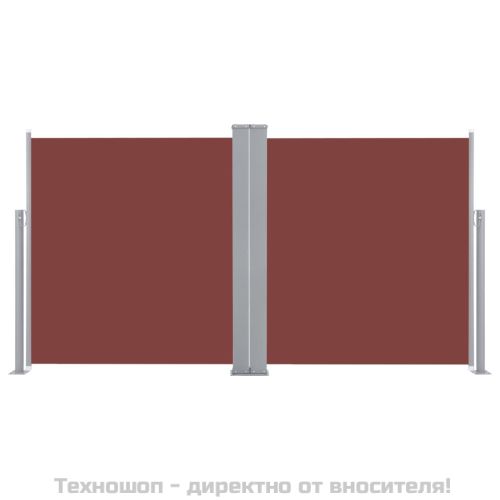 Прибираща се странична тента, кафява, 120x600 см