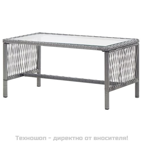 Градински комплект с възглавници, 4 части, полиратан, антрацит