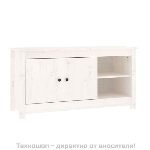 ТВ шкаф, бял, 103x36,5x52 см, бор масив