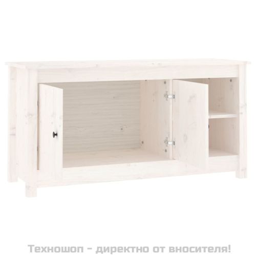 ТВ шкаф, бял, 103x36,5x52 см, бор масив