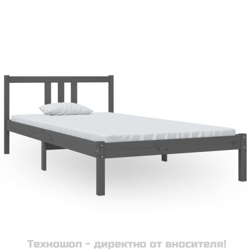 Рамка за легло, сива, масивно дърво, 100х200 см