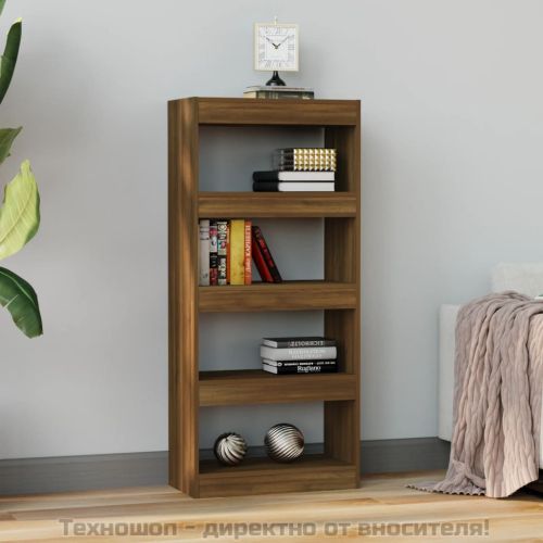 Библиотека/разделител, кафяв дъб, 60x30x135 см, инженерно дърво