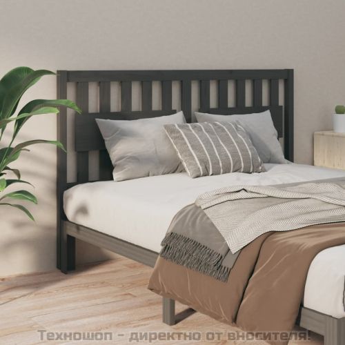 Горна табла за легло, сива, 155,5x4x100 см, бор масив