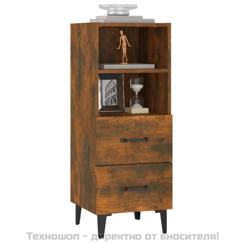 Сайдборд, опушен дъб, 34,5x34x90 см, инженерно дърво