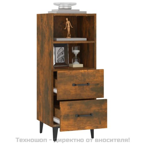 Сайдборд, опушен дъб, 34,5x34x90 см, инженерно дърво