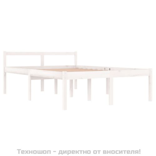 Легло за възрастни хора бяло 135x190 см двойно бор масив