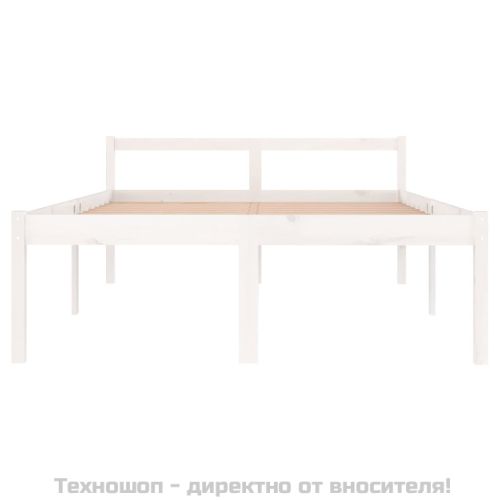 Легло за възрастни хора бяло 135x190 см двойно бор масив