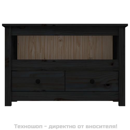 ТВ шкаф, черен, 79x35x52 см, бор масив