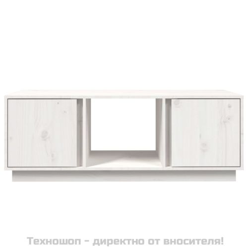 Кафе маса, бяла, 110x50x40 см, борово дърво масив
