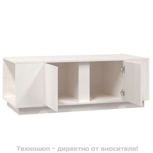Кафе маса, бяла, 110x50x40 см, борово дърво масив