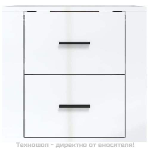 Нощно шкафче за стенен монтаж, бял гланц, 50x36x47 см