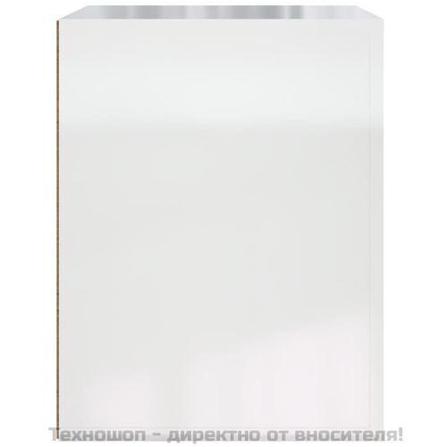 Нощно шкафче за стенен монтаж, бял гланц, 50x36x47 см