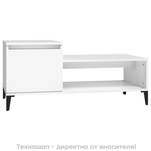 Кафе маса, бяла, 100x50x45 см, инженерно дърво