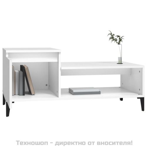 Кафе маса, бяла, 100x50x45 см, инженерно дърво