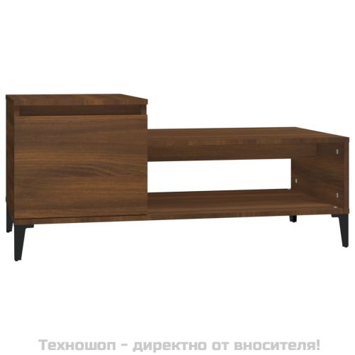 Кафе маса, кафяв дъб, 100x50x45 см, инженерно дърво