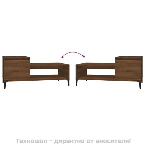 Кафе маса, кафяв дъб, 100x50x45 см, инженерно дърво