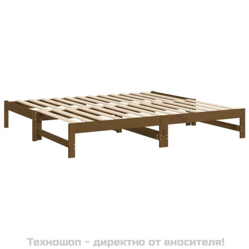 Разтегателно дневно легло меденокафяво 2x(90x190) см бор масив