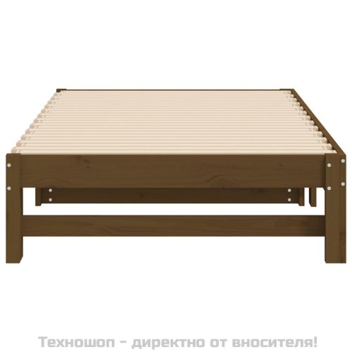 Разтегателно дневно легло меденокафяво 2x(90x190) см бор масив