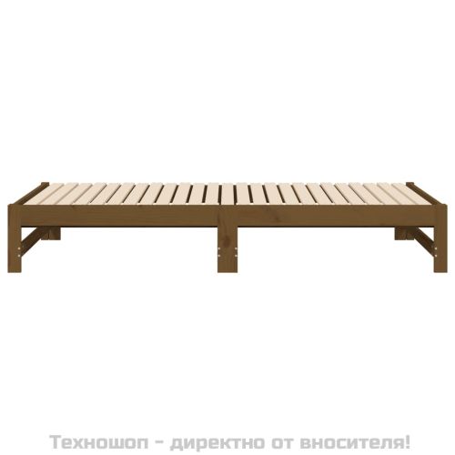 Разтегателно дневно легло меденокафяво 2x(90x190) см бор масив