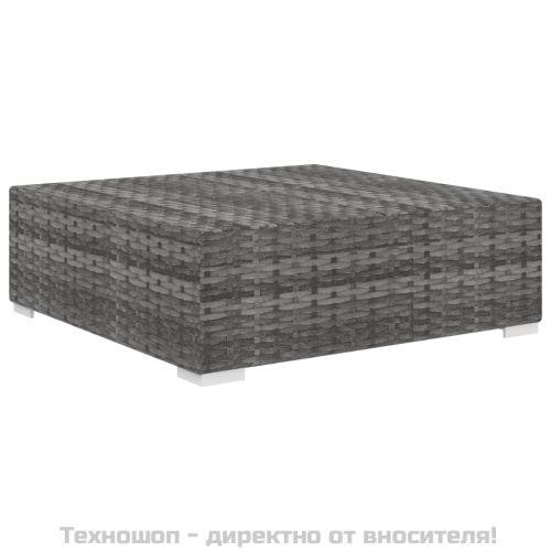 Модулна табуретка с възглавница, 1 бр, полиратан, сива