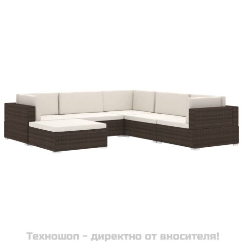 Модулна табуретка с възглавница, 1 бр, полиратан, сива