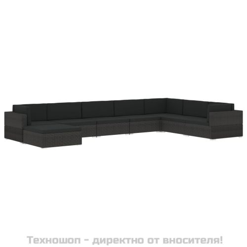 Модулна табуретка с възглавница, 1 бр, полиратан, сива