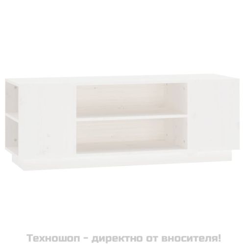 ТВ шкаф, бял, 110x35x40,5 см, бор масив