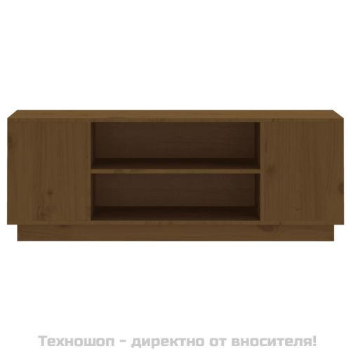 ТВ шкаф, меденокафяв, 110x35x40,5 см, бор масив