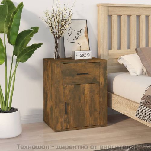 Нощно шкафче, Опушен дъб, 50x36x60 см, инженерно дърво