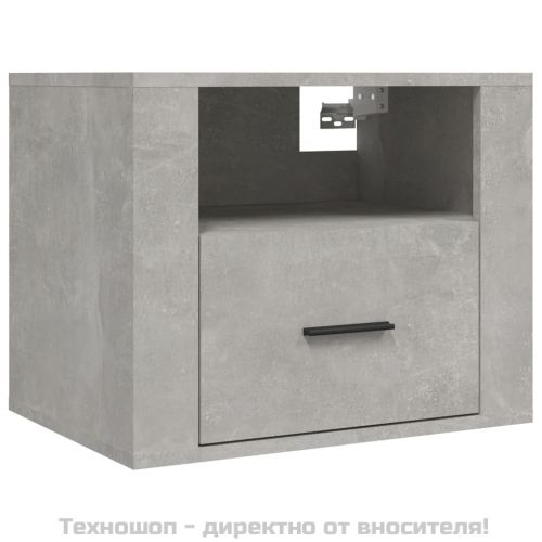 Нощно шкафче за стенен монтаж, Бетонно сиво, 50x36x40 см