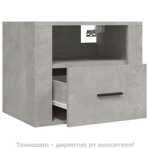 Нощно шкафче за стенен монтаж, Бетонно сиво, 50x36x40 см