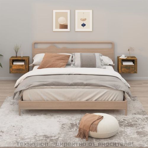 Нощни шкафчета за стенен монтаж, 2 бр, опушен дъб, 50x36x40 см